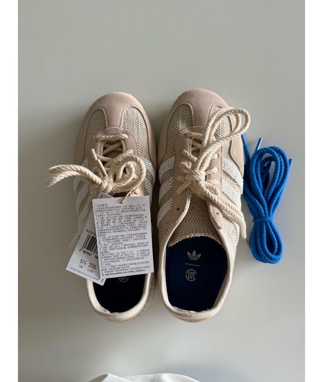 ADIDAS Бежевые текстильные кеды, фото 4