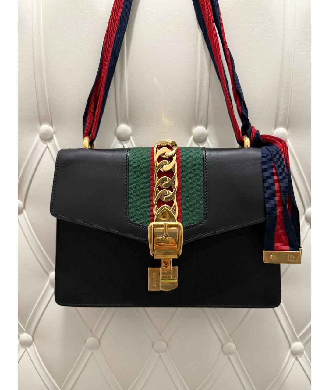 GUCCI Черная кожаная сумка через плечо, фото 9