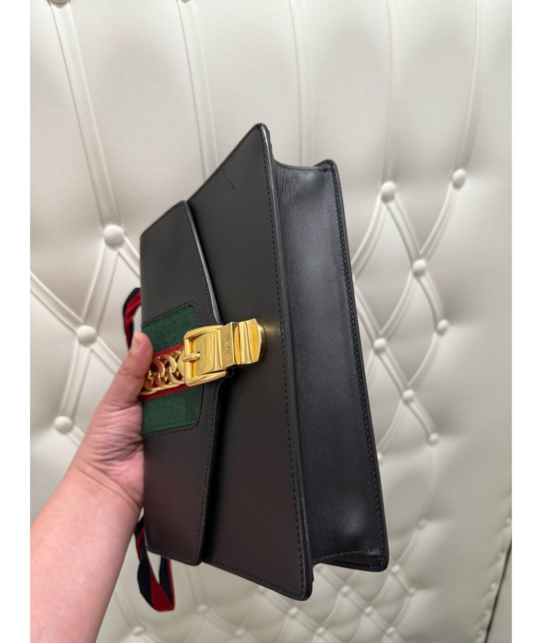 GUCCI Черная кожаная сумка через плечо, фото 6