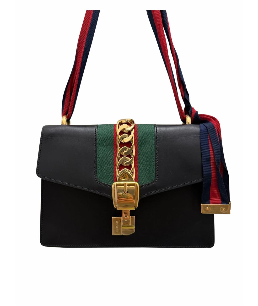 GUCCI Черная кожаная сумка через плечо, фото 1