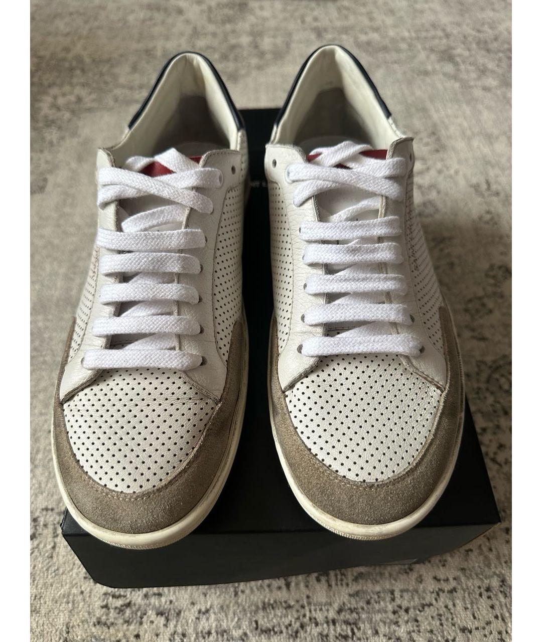 SAINT LAURENT Белые кожаные низкие кроссовки / кеды, фото 3