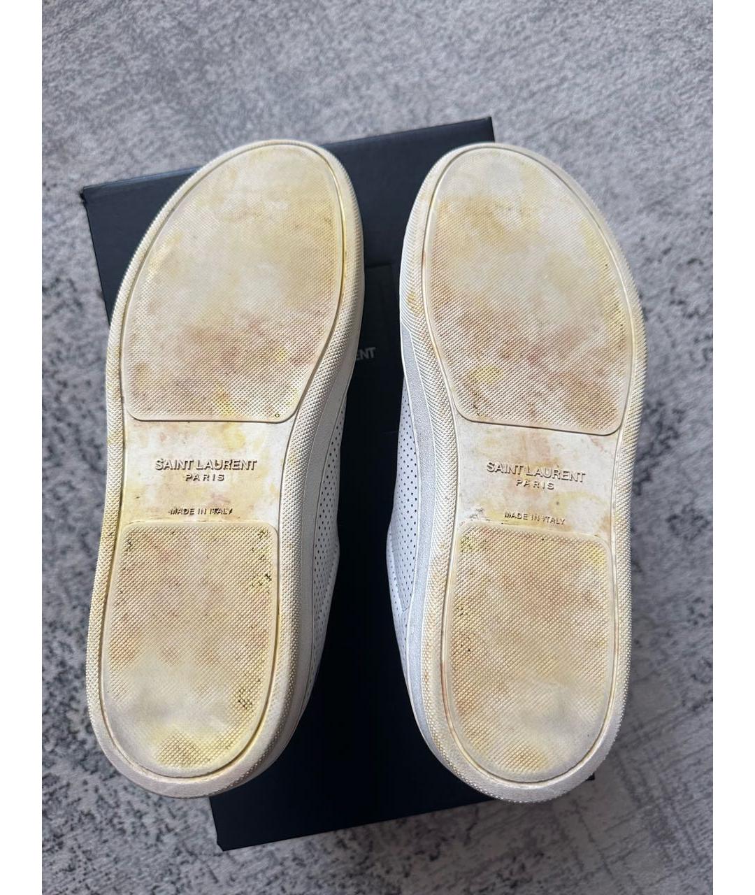 SAINT LAURENT Белые кожаные низкие кроссовки / кеды, фото 6