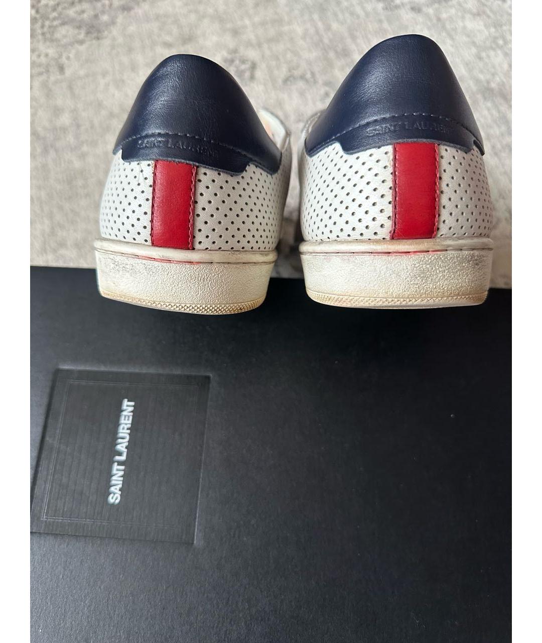 SAINT LAURENT Белые кожаные низкие кроссовки / кеды, фото 4
