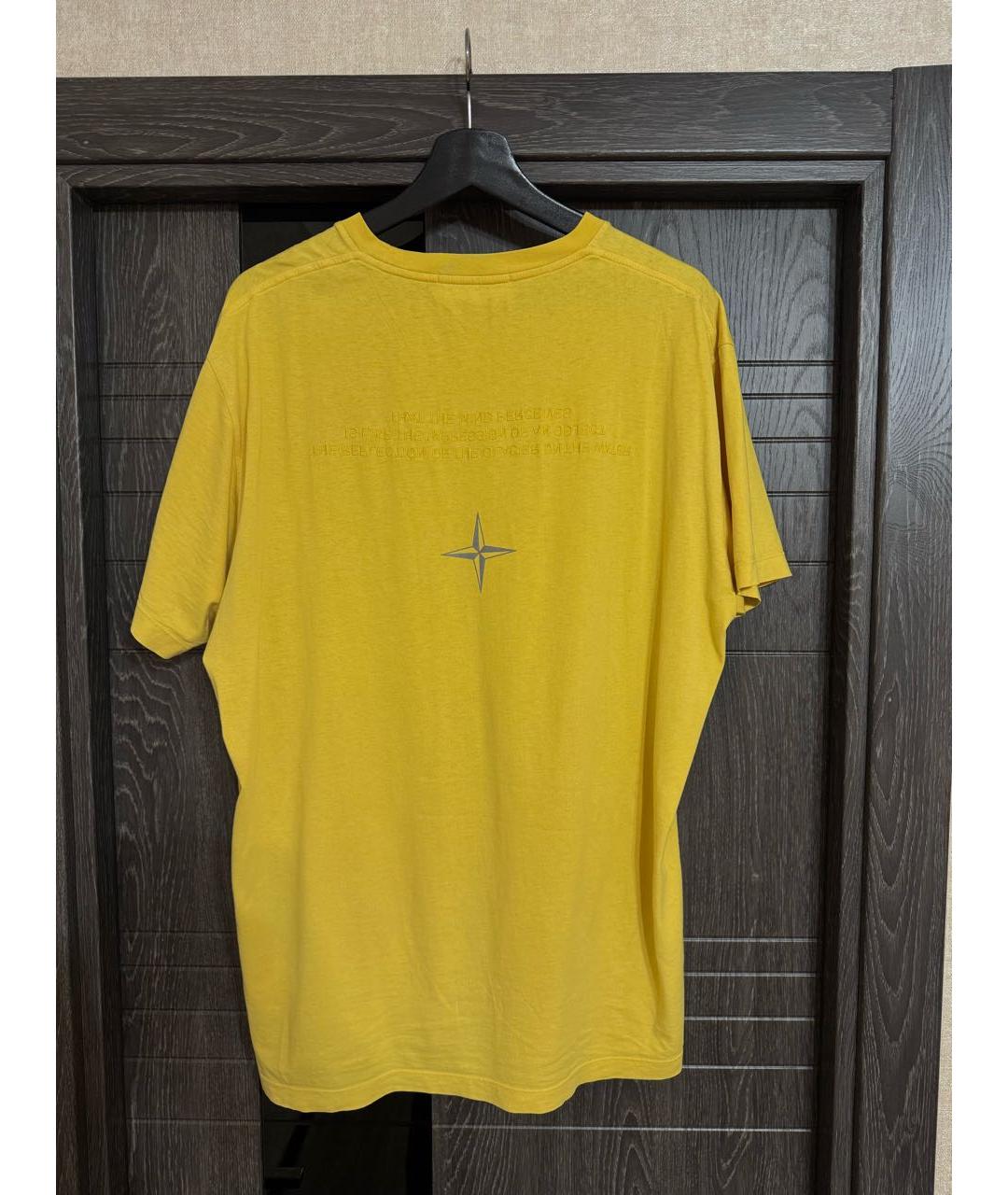 STONE ISLAND Желтая хлопковая футболка, фото 2
