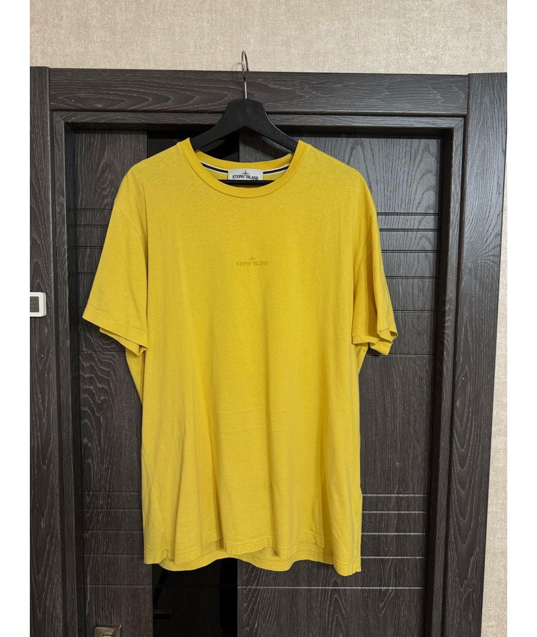 STONE ISLAND Желтая хлопковая футболка, фото 8