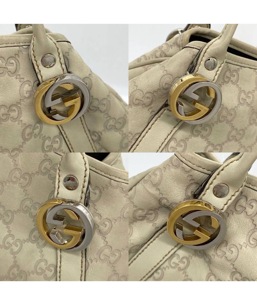 GUCCI Бежевая кожаная сумка тоут, фото 5