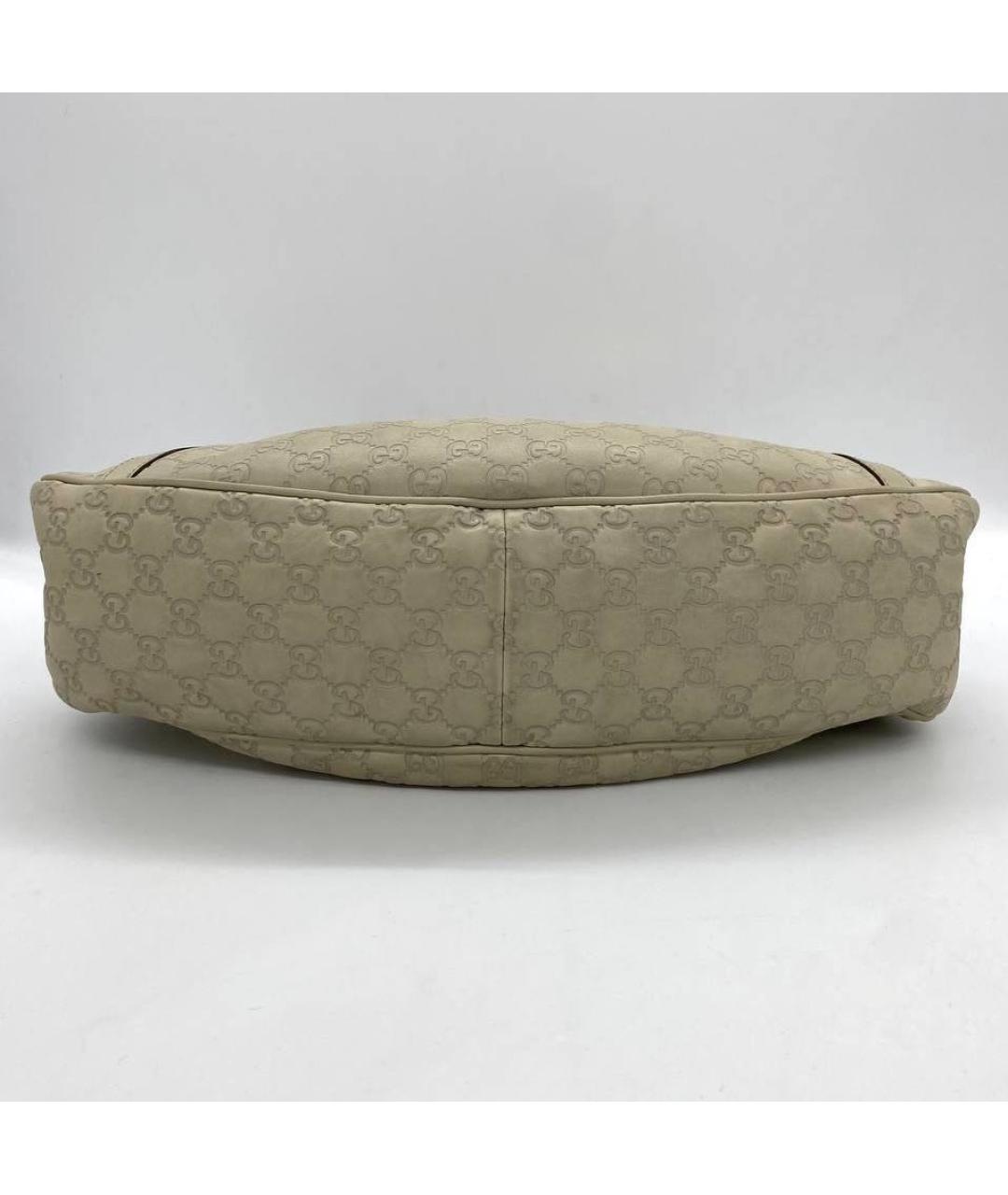 GUCCI Бежевая кожаная сумка тоут, фото 7