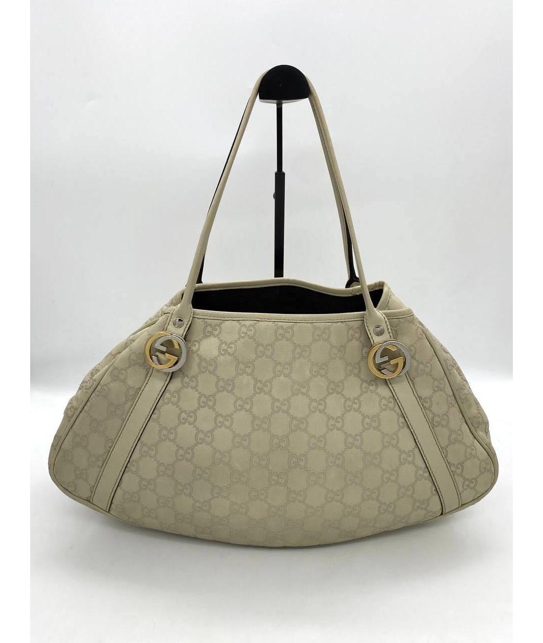 GUCCI Бежевая кожаная сумка тоут, фото 9