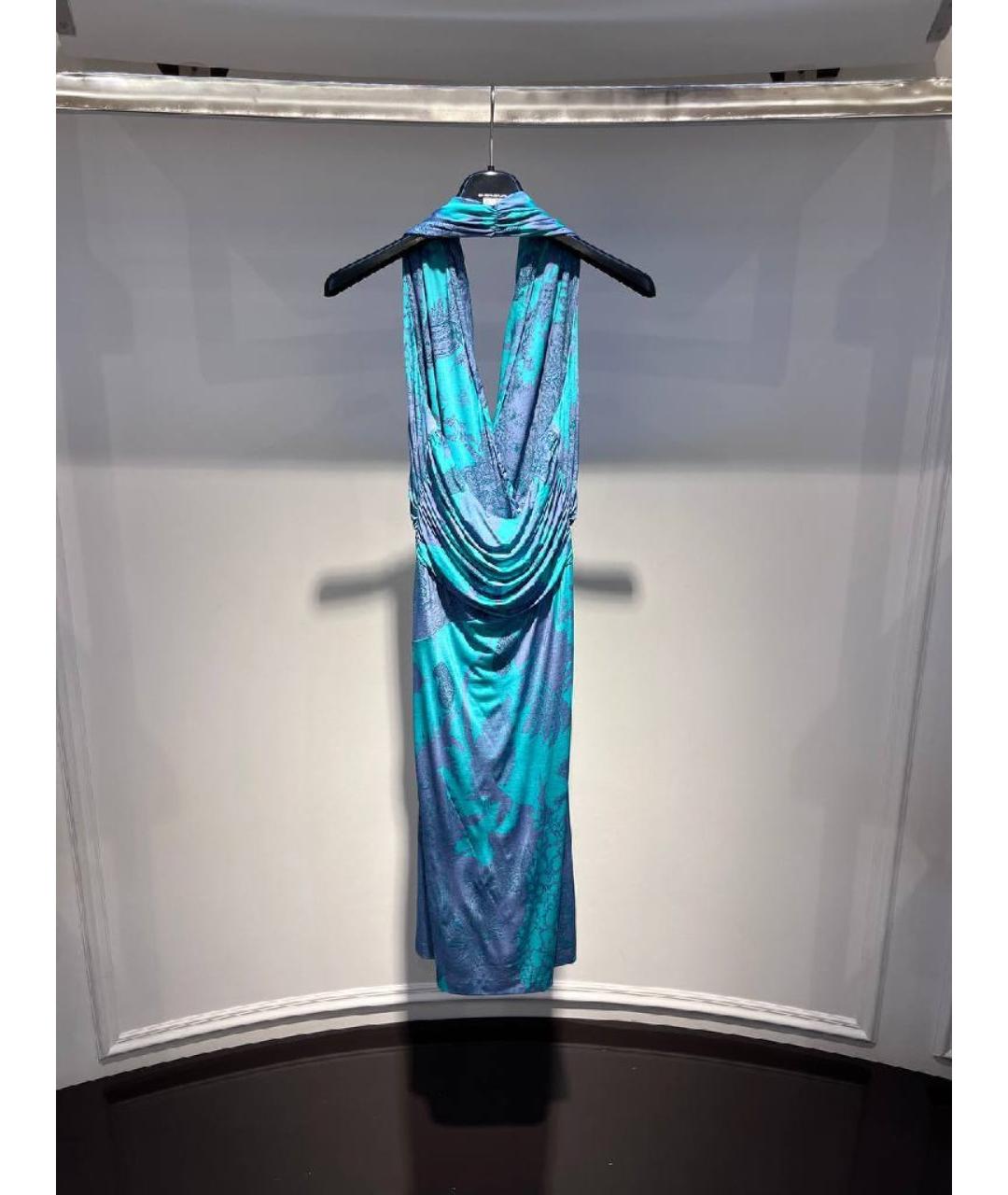 ETRO Бирюзовое вискозное коктейльное платье, фото 2