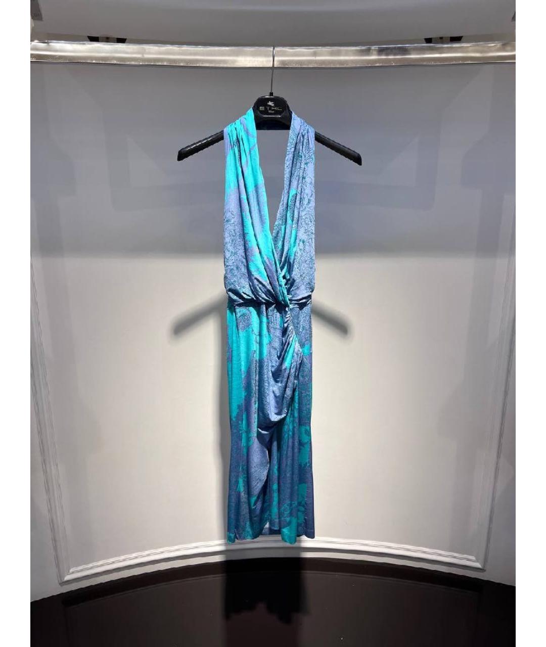 ETRO Бирюзовое вискозное коктейльное платье, фото 3