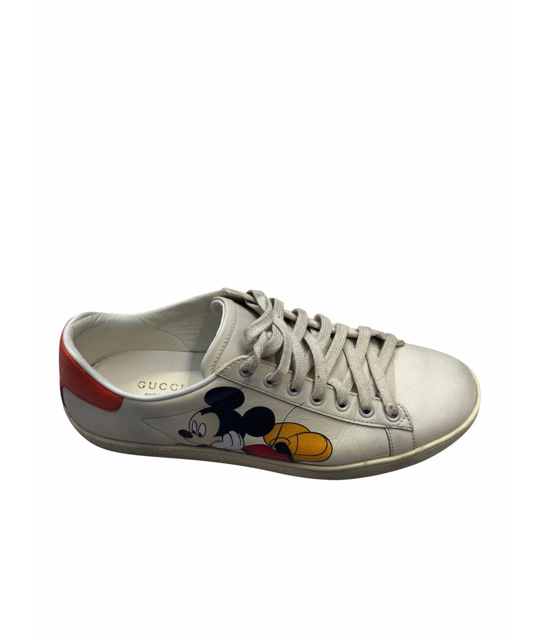 GUCCI Белые кожаные кеды, фото 1