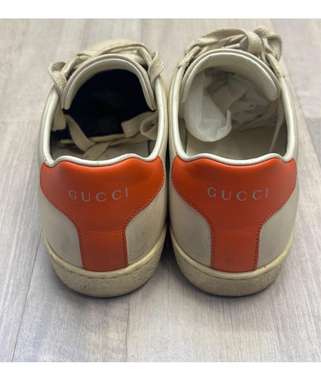 GUCCI Белые кожаные кеды, фото 4