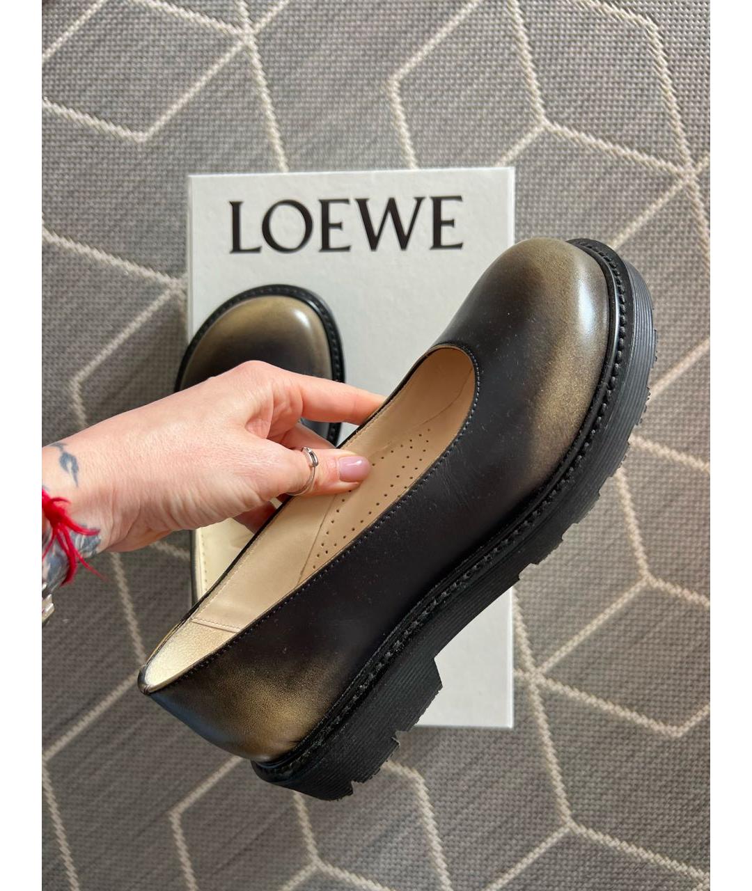 LOEWE Черные кожаные лоферы, фото 8