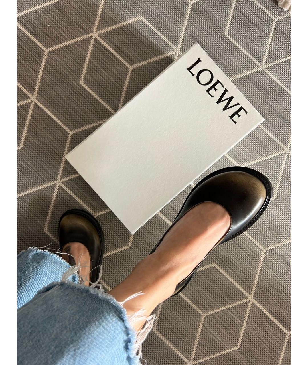 LOEWE Черные кожаные лоферы, фото 7