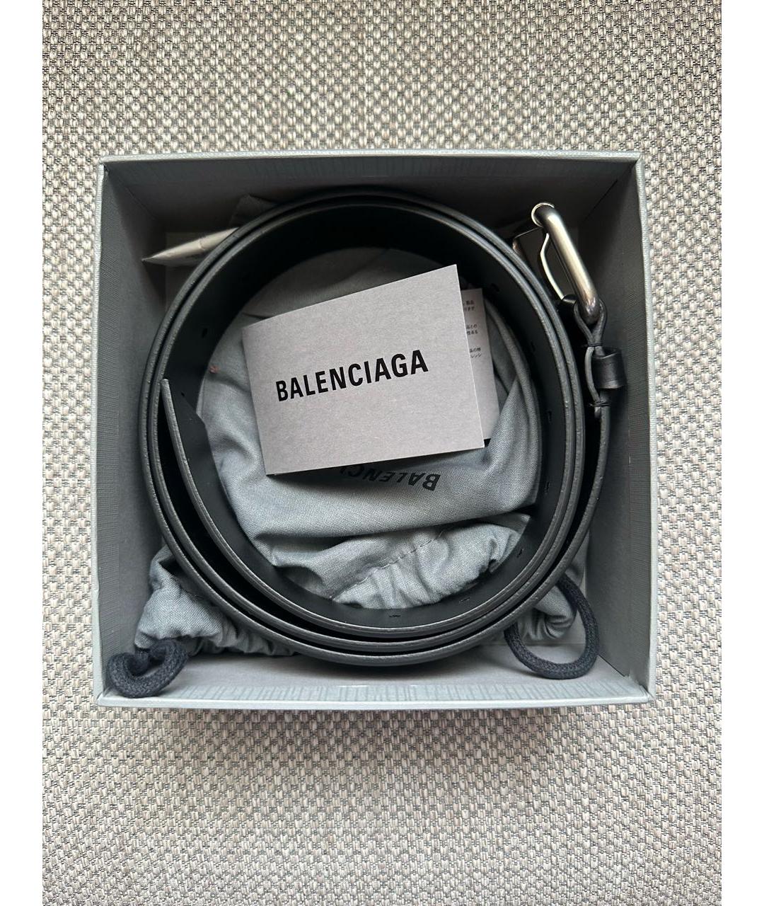 BALENCIAGA Черный кожаный ремень, фото 7