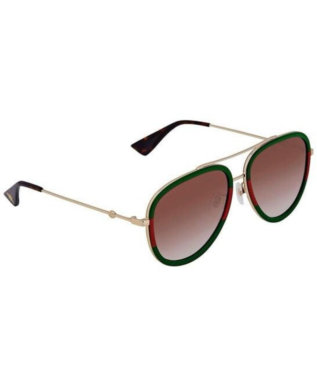 GUCCI Коричневые металлические солнцезащитные очки, фото 9