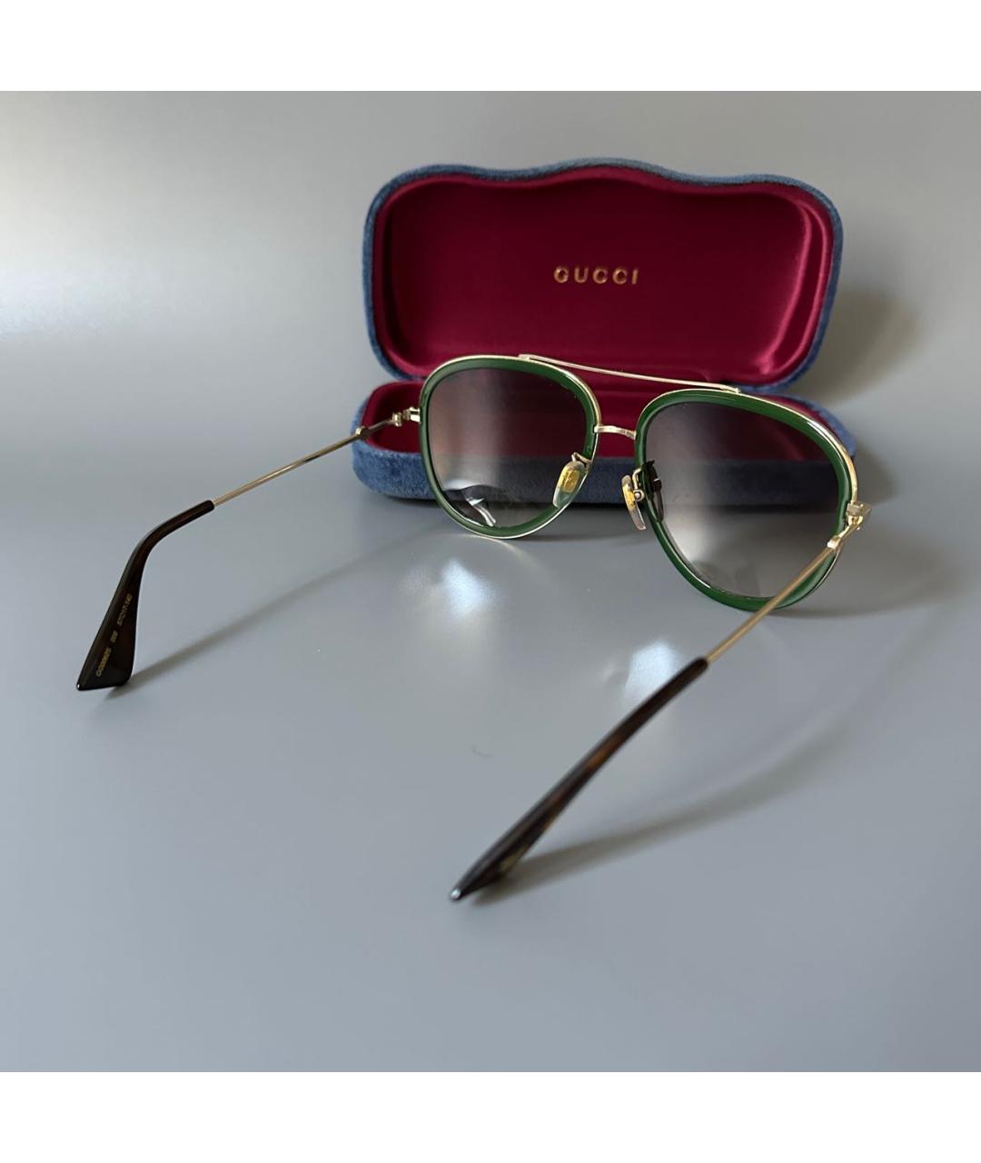 GUCCI Коричневые металлические солнцезащитные очки, фото 3