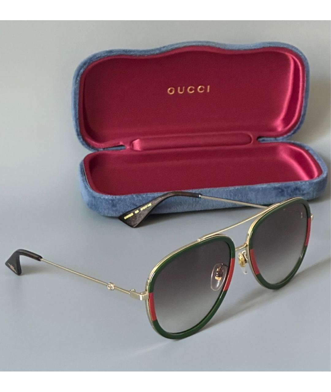GUCCI Коричневые металлические солнцезащитные очки, фото 2