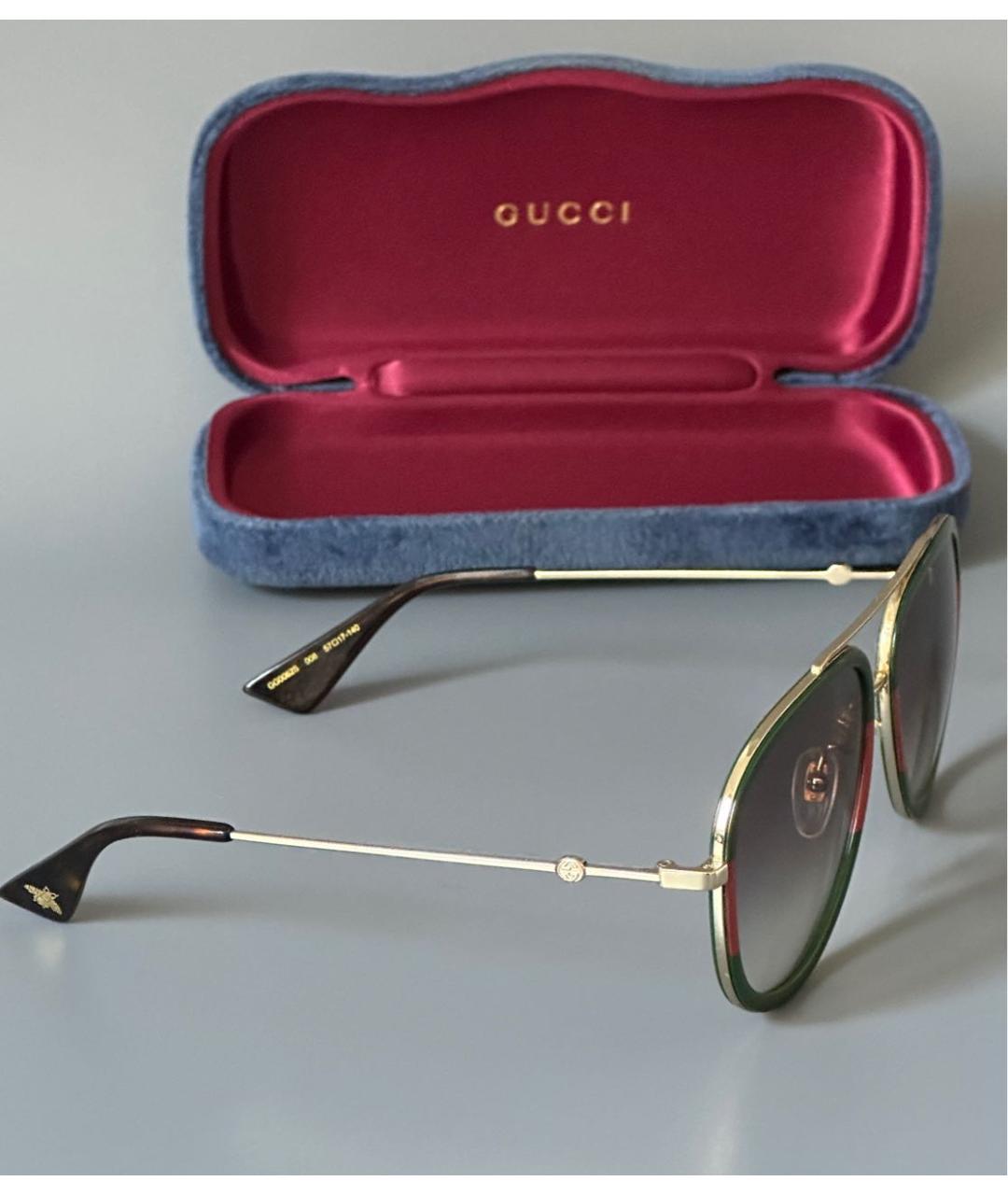 GUCCI Коричневые металлические солнцезащитные очки, фото 6