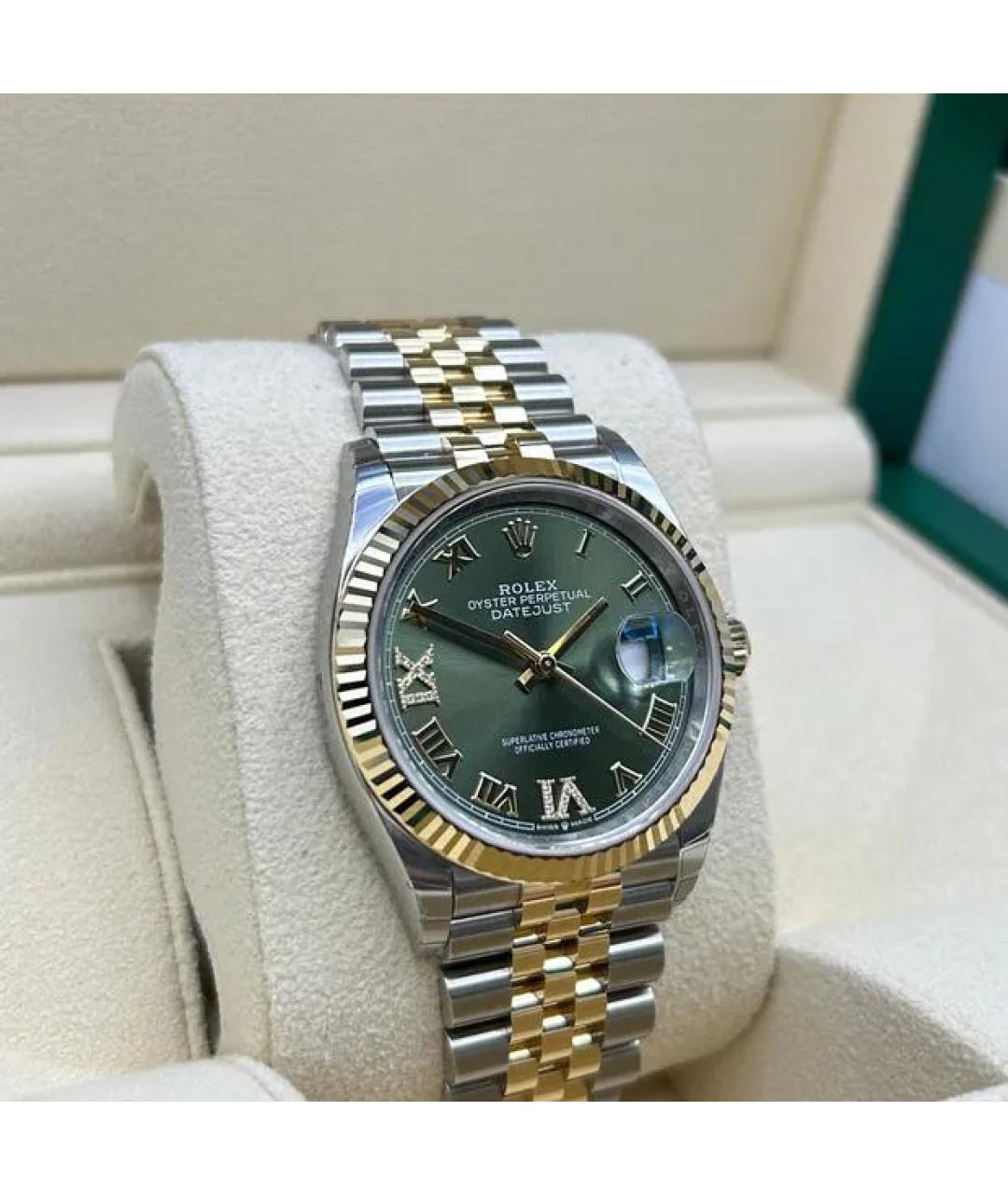 ROLEX Зеленые часы из желтого золота, фото 2