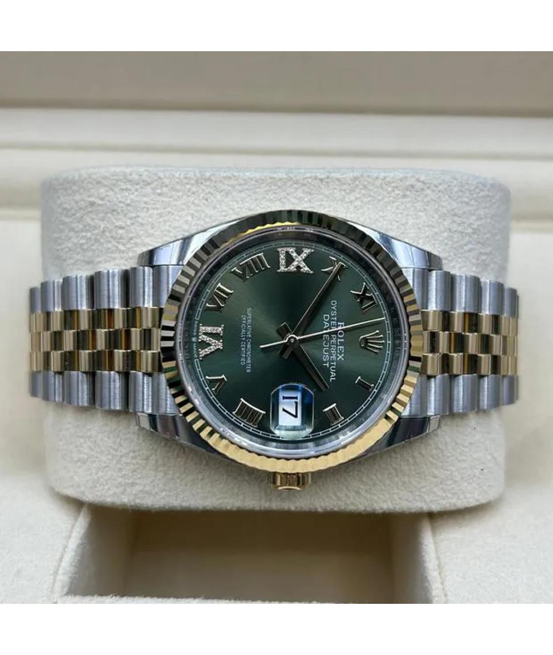 ROLEX Зеленые часы из желтого золота, фото 4