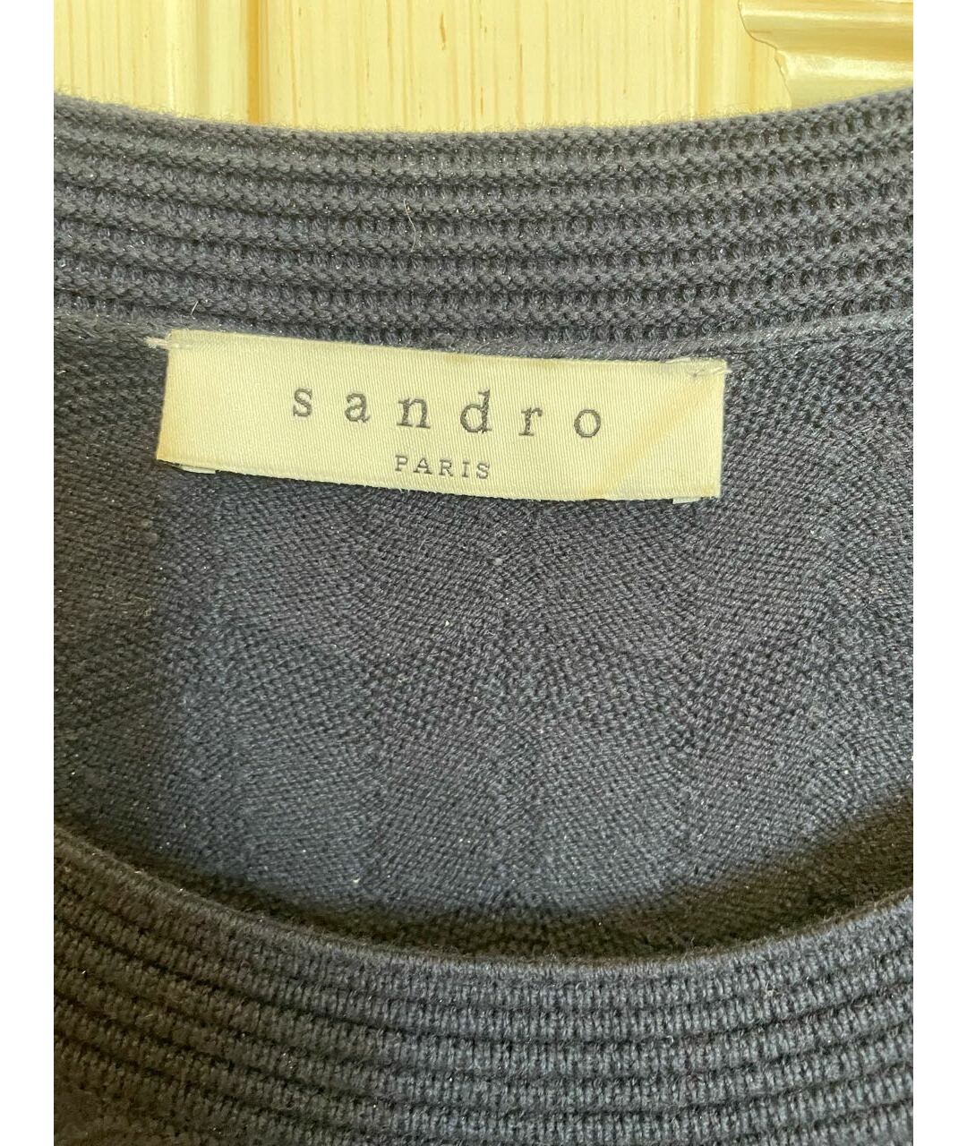 SANDRO Темно-синее шерстяное повседневное платье, фото 3