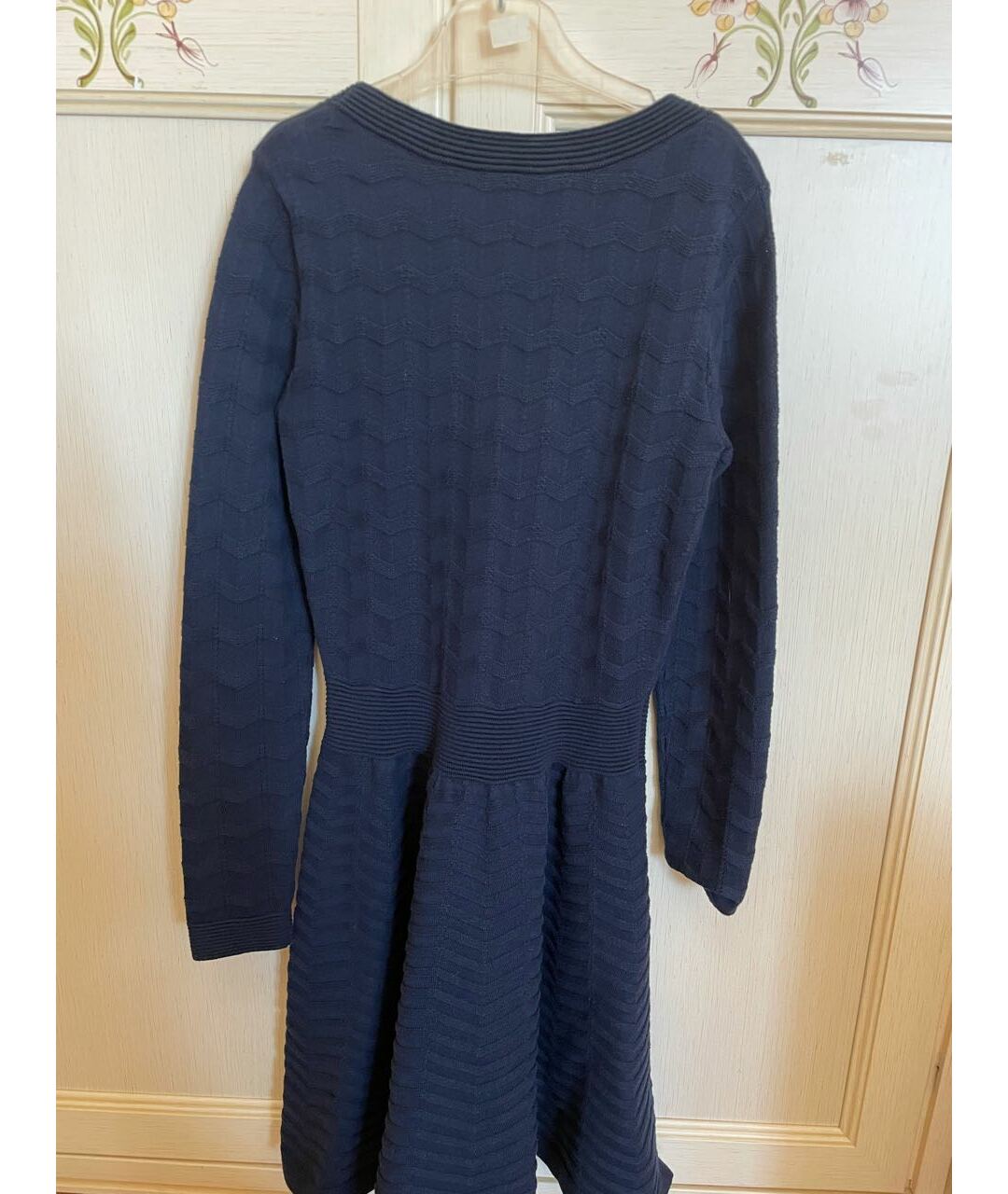 SANDRO Темно-синее шерстяное повседневное платье, фото 2