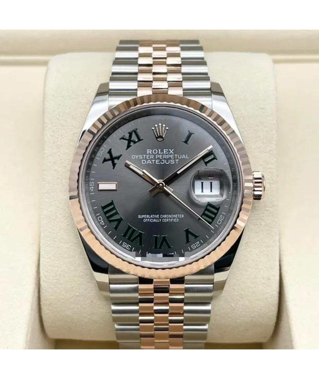 ROLEX Серые часы из розового золота, фото 6