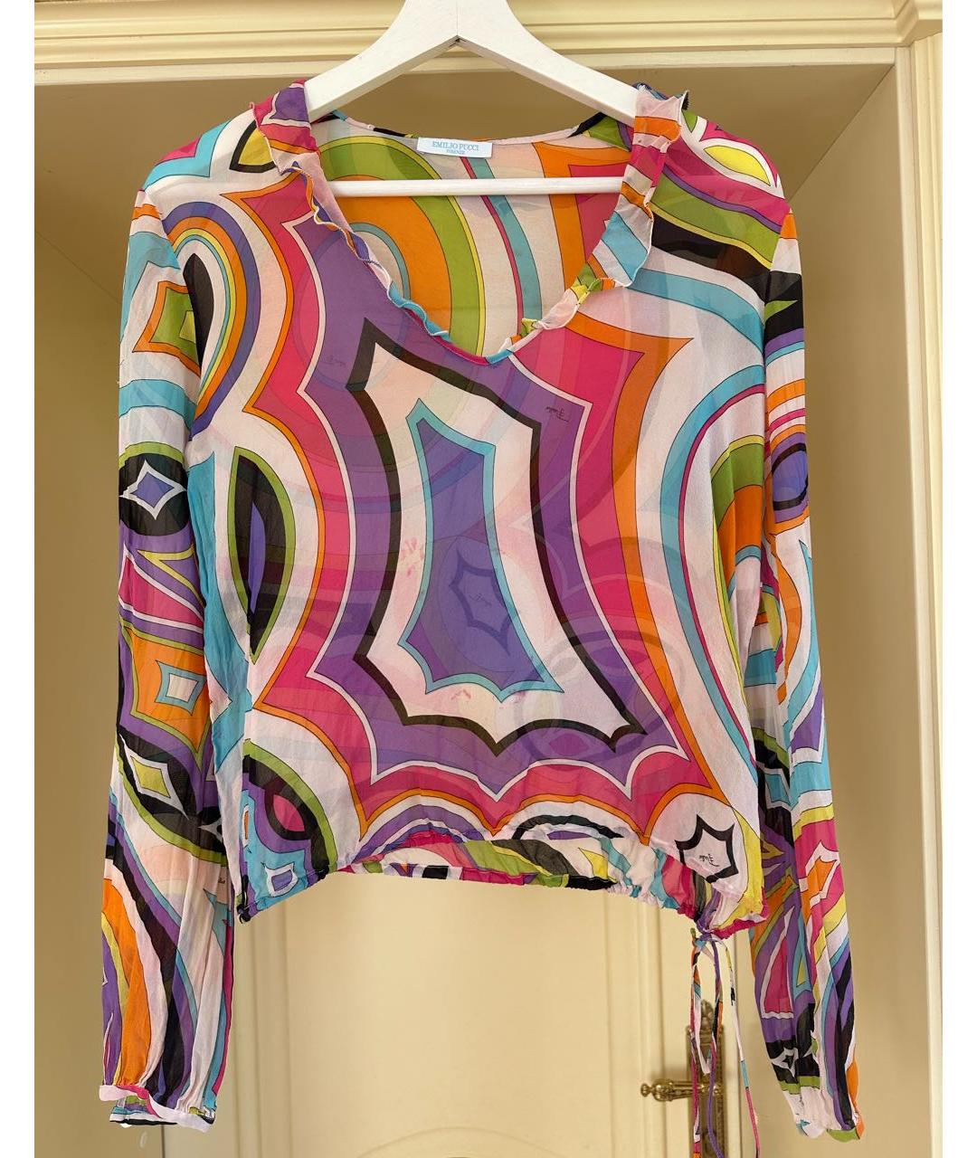 EMILIO PUCCI Мульти шелковая блузы, фото 8