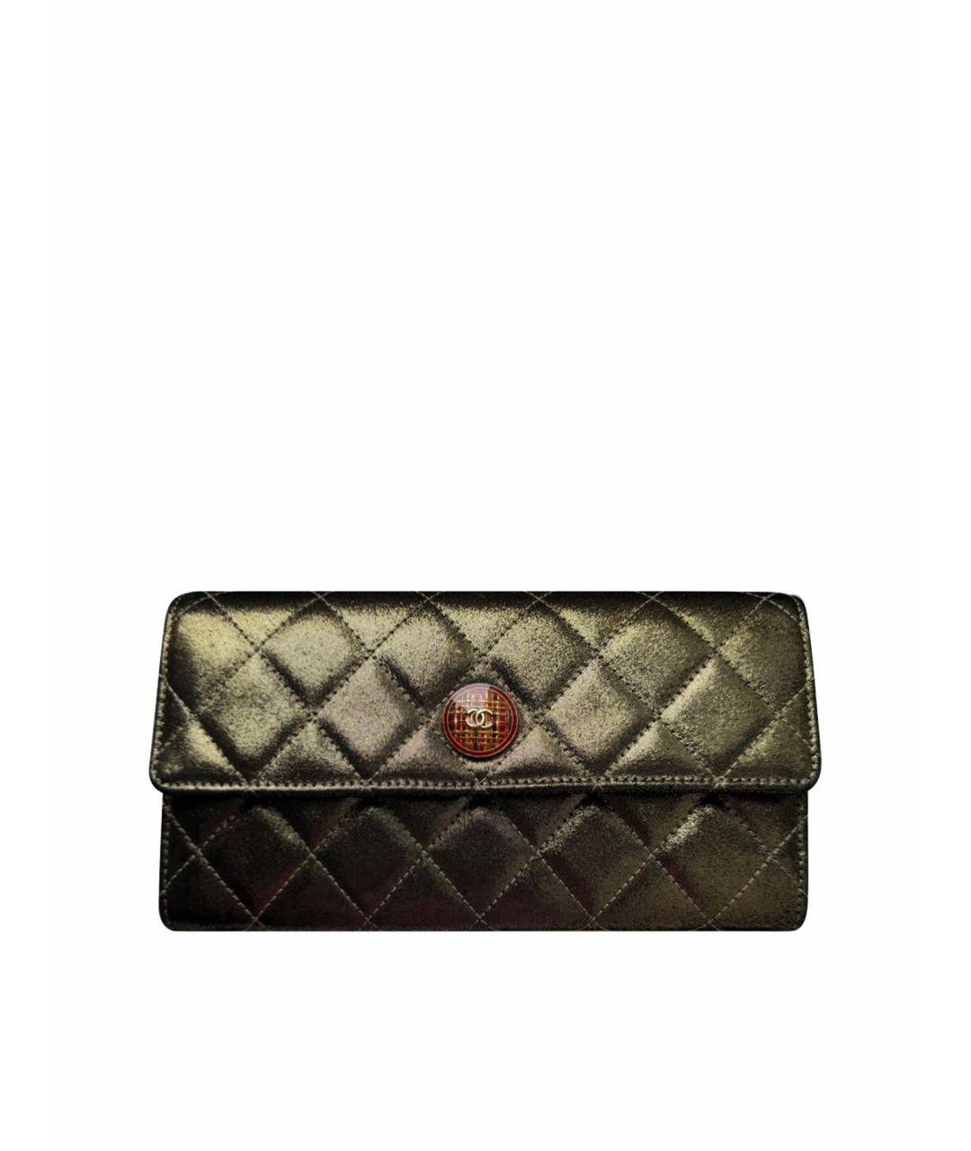 CHANEL Хаки кожаный кошелек, фото 5