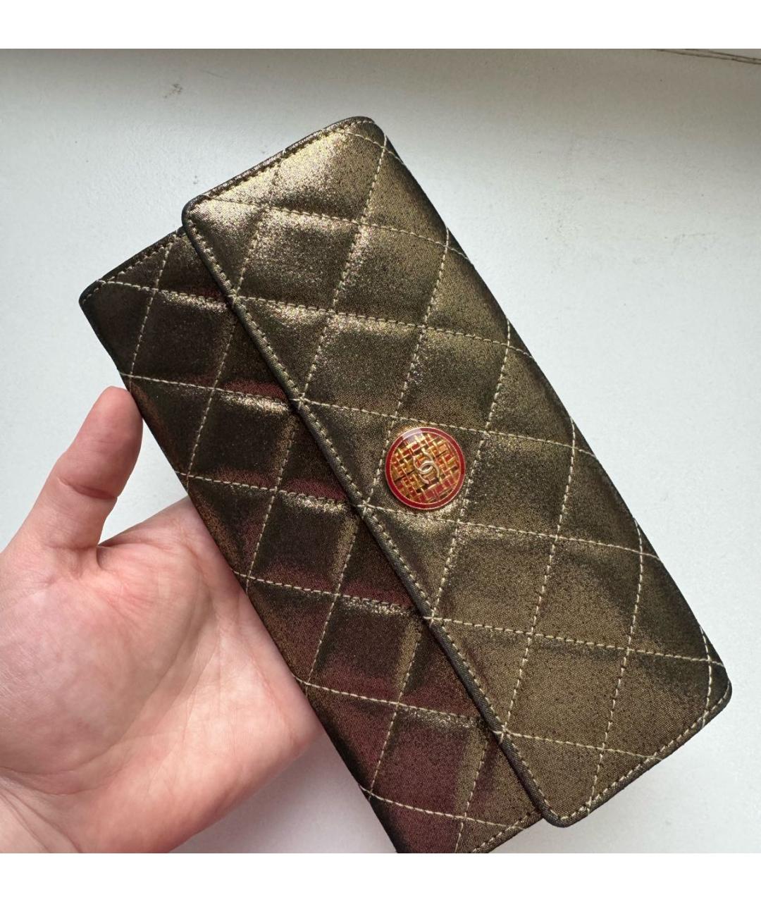 CHANEL Хаки кожаный кошелек, фото 3