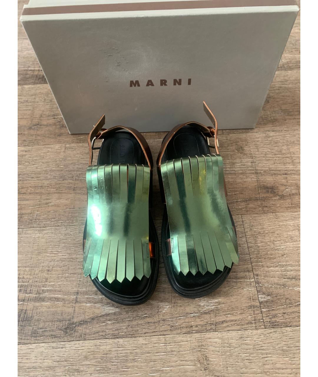 MARNI Оранжевое сандалии из искусственной кожи, фото 2
