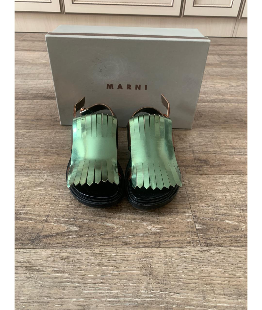 MARNI Оранжевое сандалии из искусственной кожи, фото 6