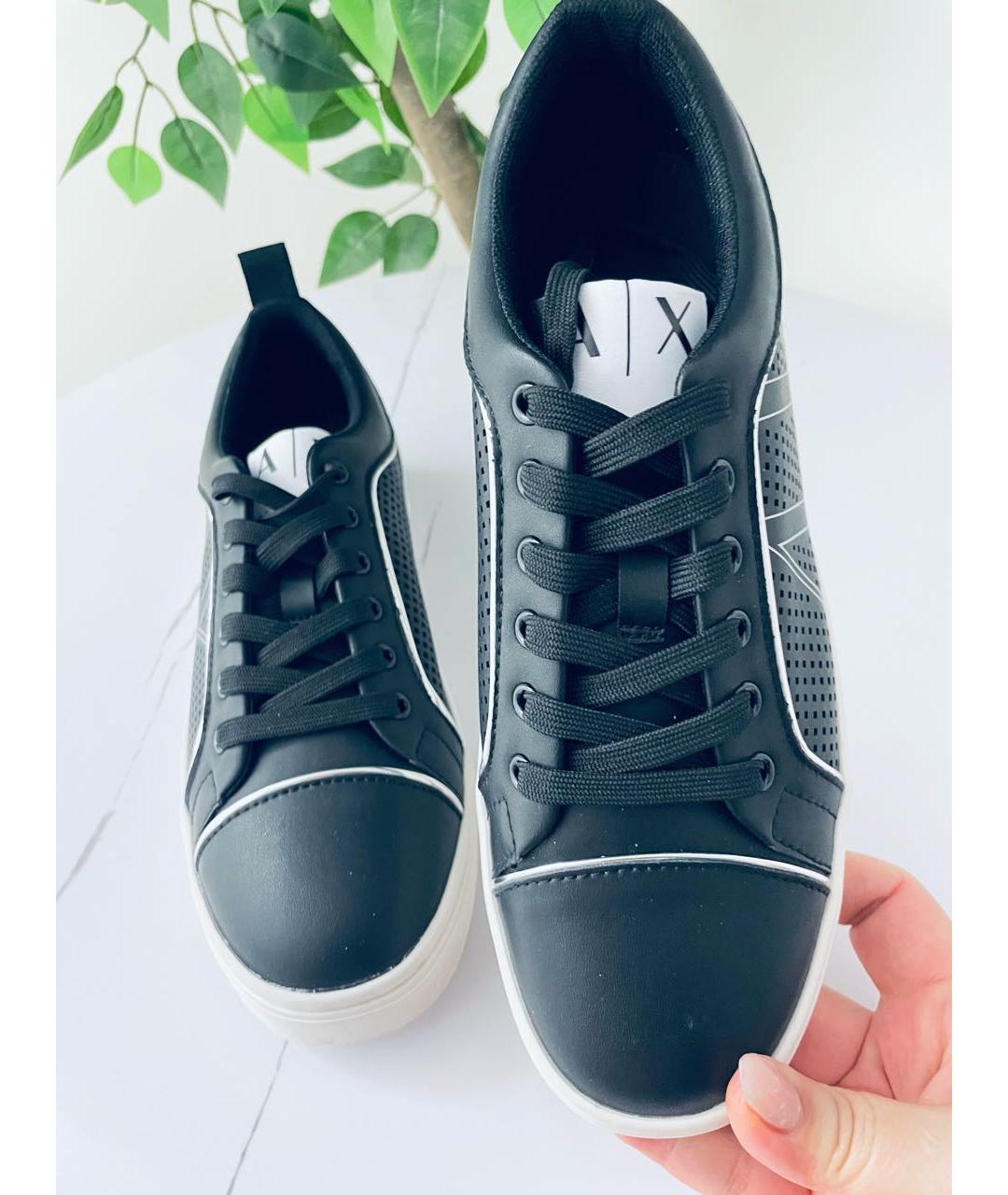 ARMANI EXCHANGE Черные кожаные кеды, фото 6