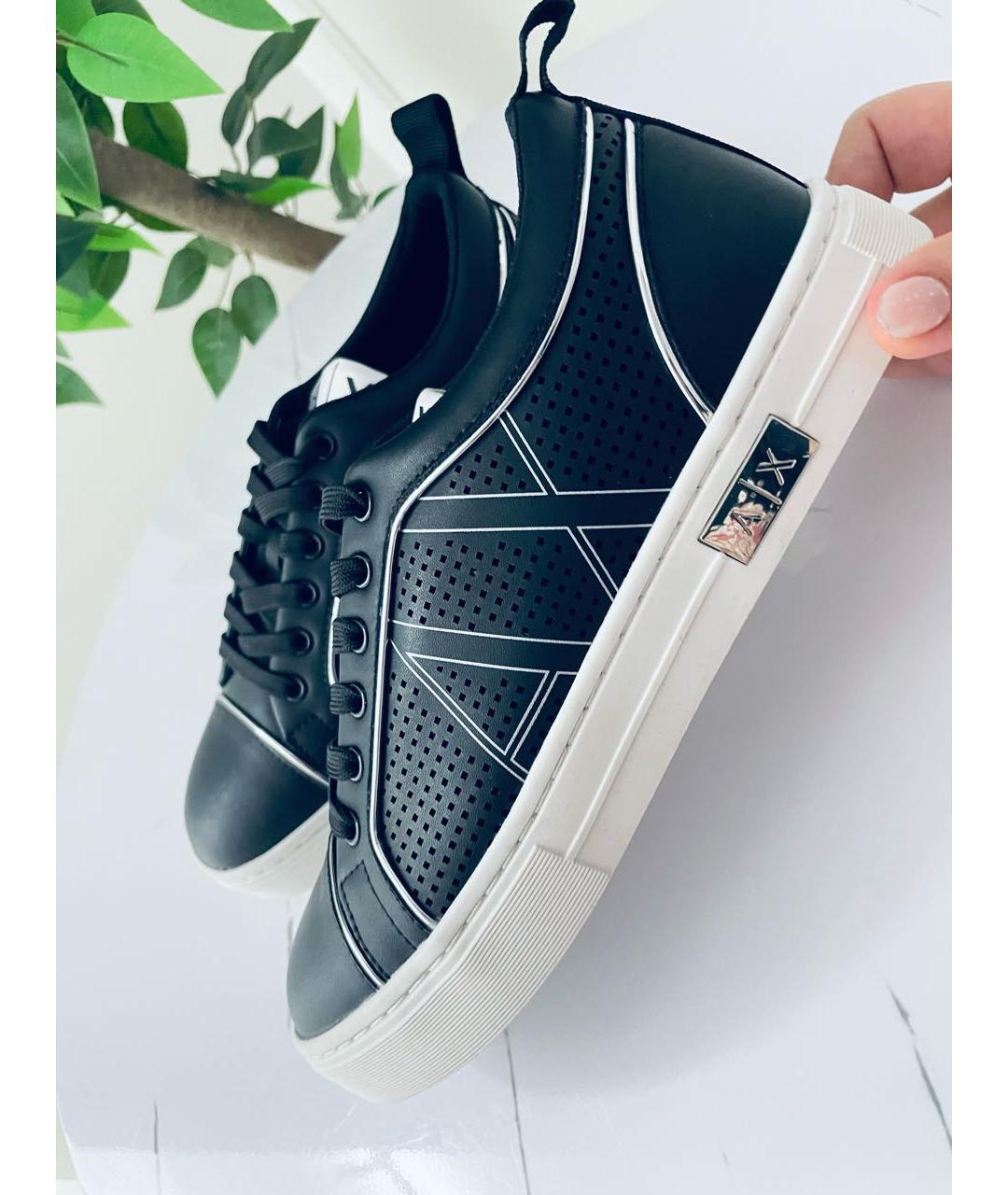ARMANI EXCHANGE Черные кожаные кеды, фото 2