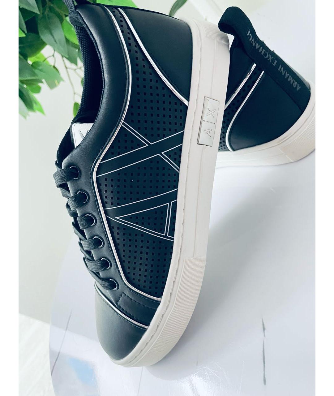 ARMANI EXCHANGE Черные кожаные кеды, фото 3