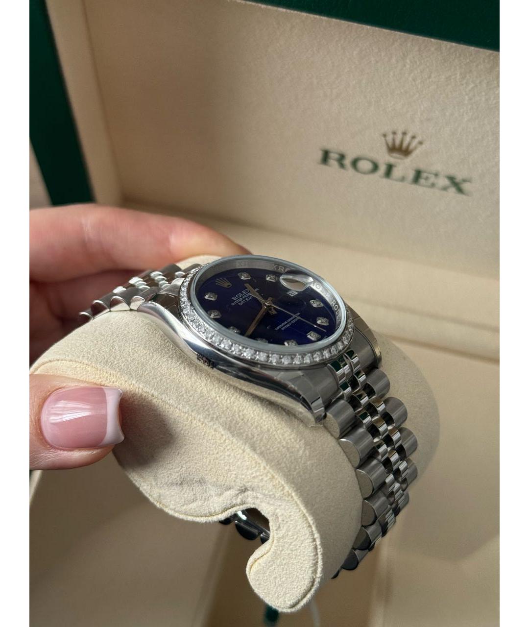 ROLEX Темно-синие часы из белого золота, фото 4