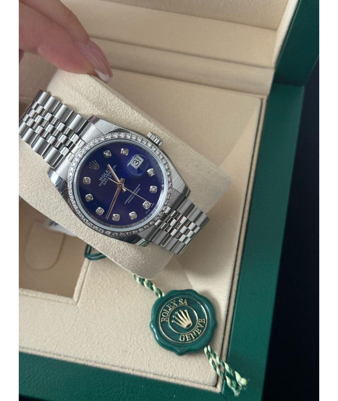 ROLEX Темно-синие часы из белого золота, фото 7