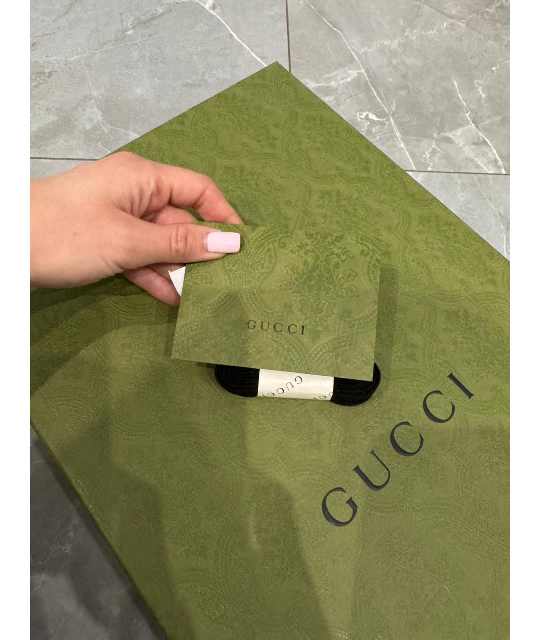 GUCCI Черные кожаные низкие кроссовки / кеды, фото 6