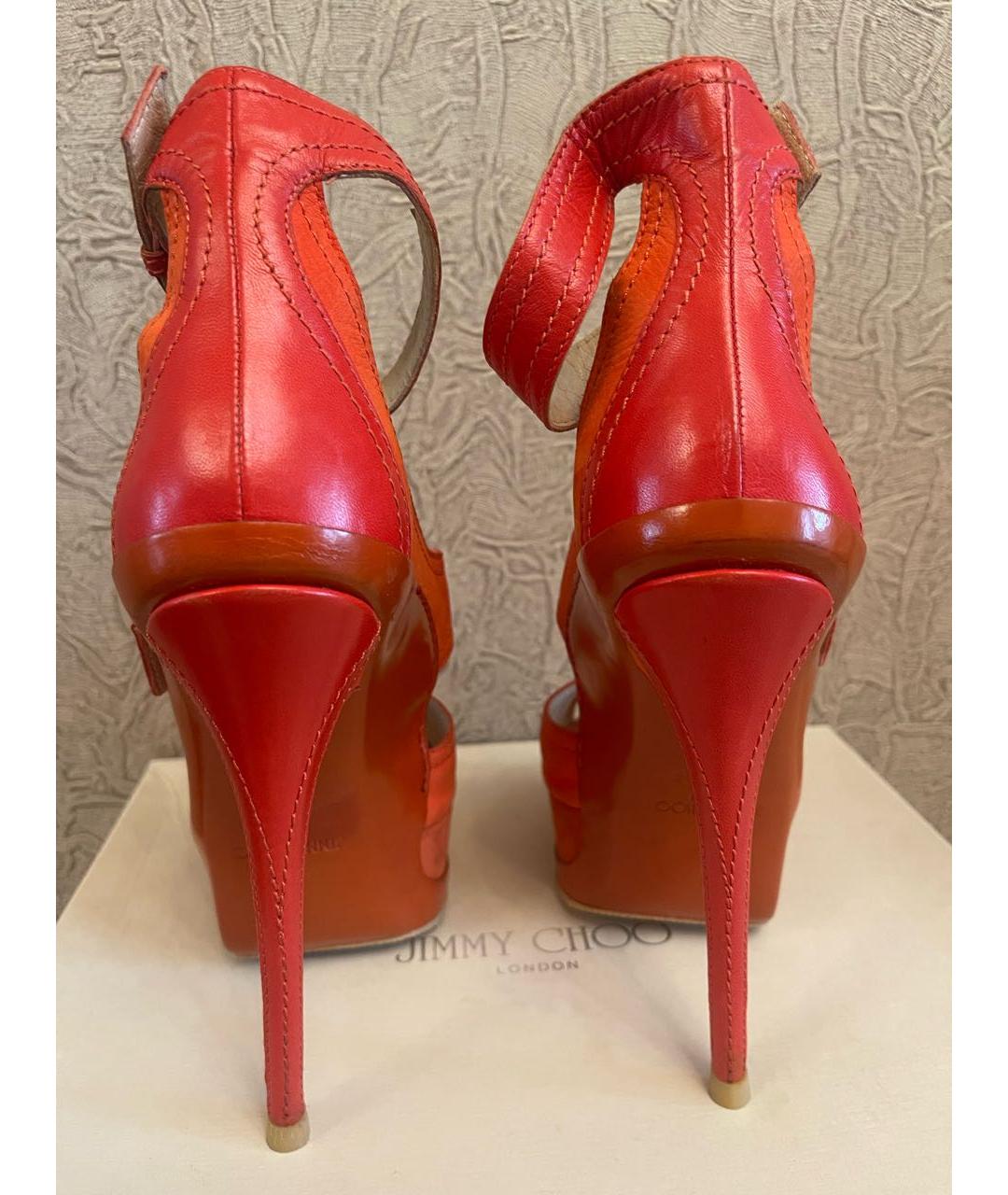 JIMMY CHOO Оранжевое кожаные босоножки, фото 2