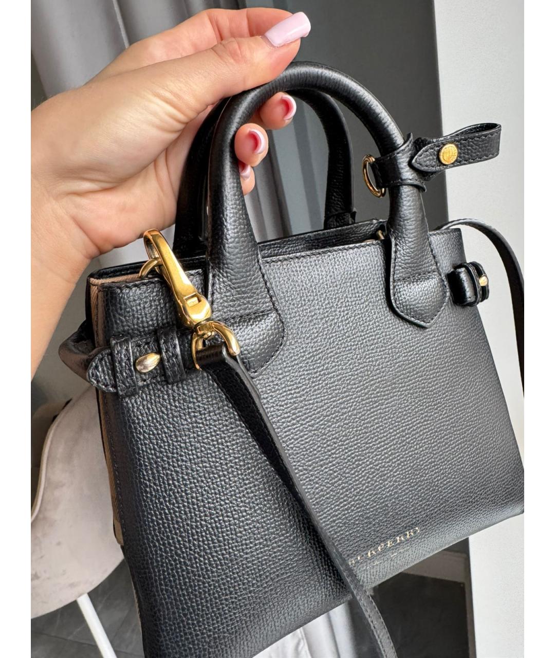 BURBERRY Черная кожаная сумка через плечо, фото 2