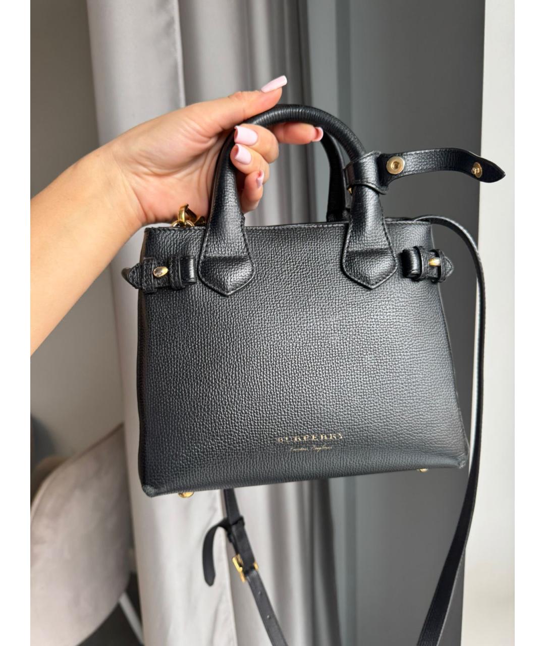 BURBERRY Черная кожаная сумка через плечо, фото 8
