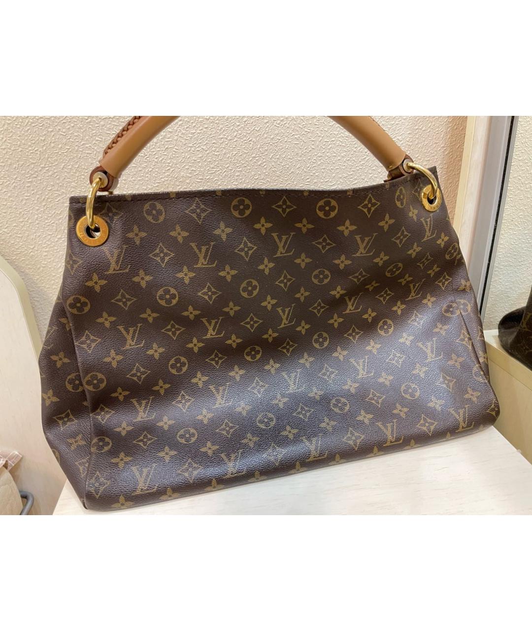 LOUIS VUITTON Коричневая кожаная сумка тоут, фото 5
