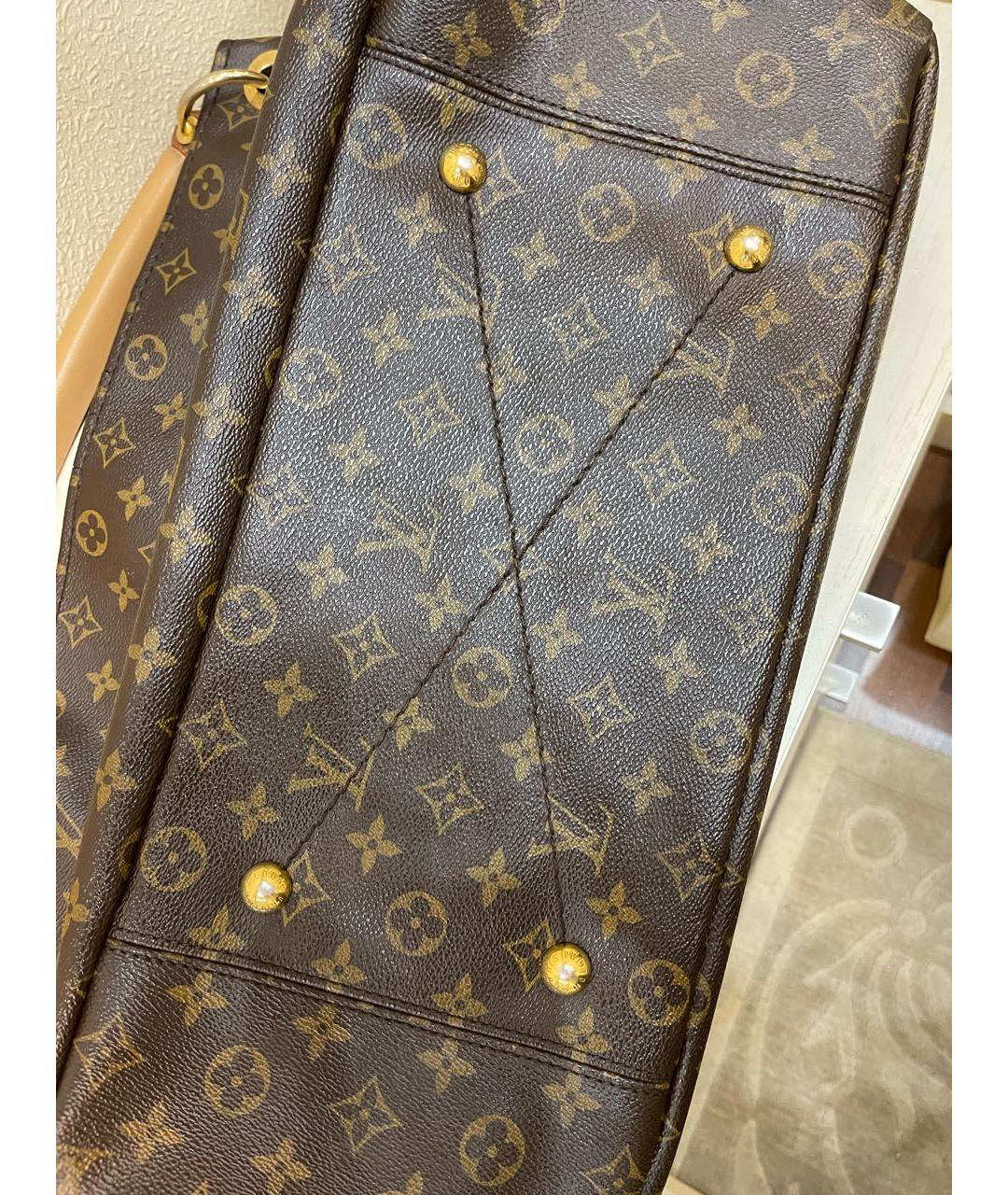 LOUIS VUITTON Коричневая кожаная сумка тоут, фото 3