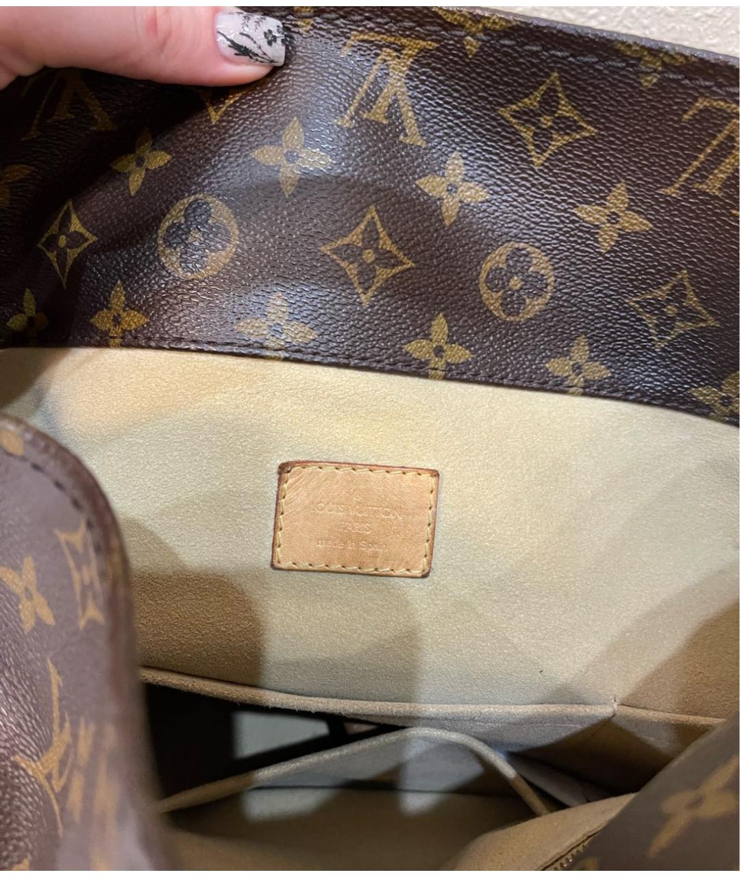 LOUIS VUITTON Коричневая кожаная сумка тоут, фото 4