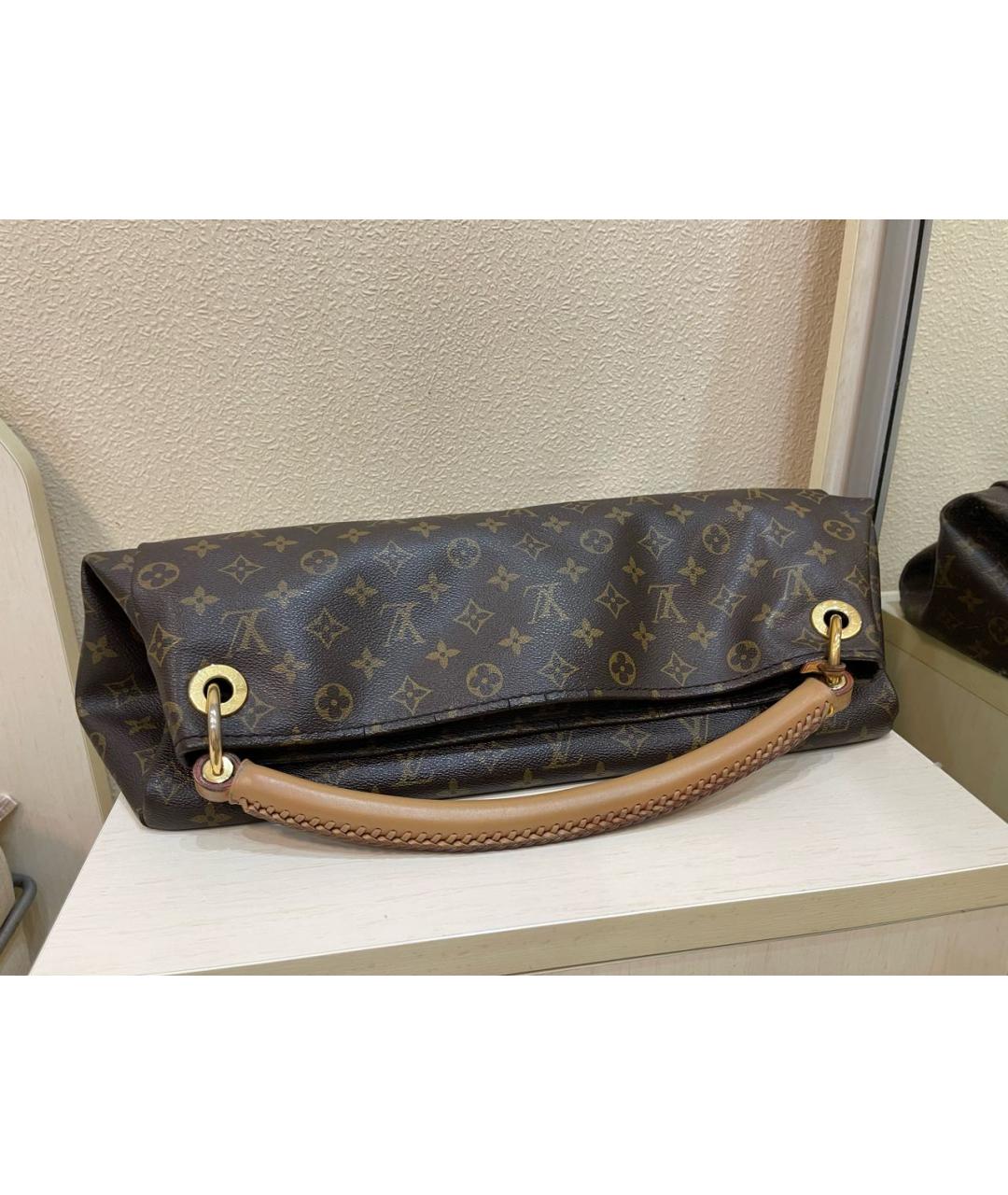 LOUIS VUITTON Коричневая кожаная сумка тоут, фото 2