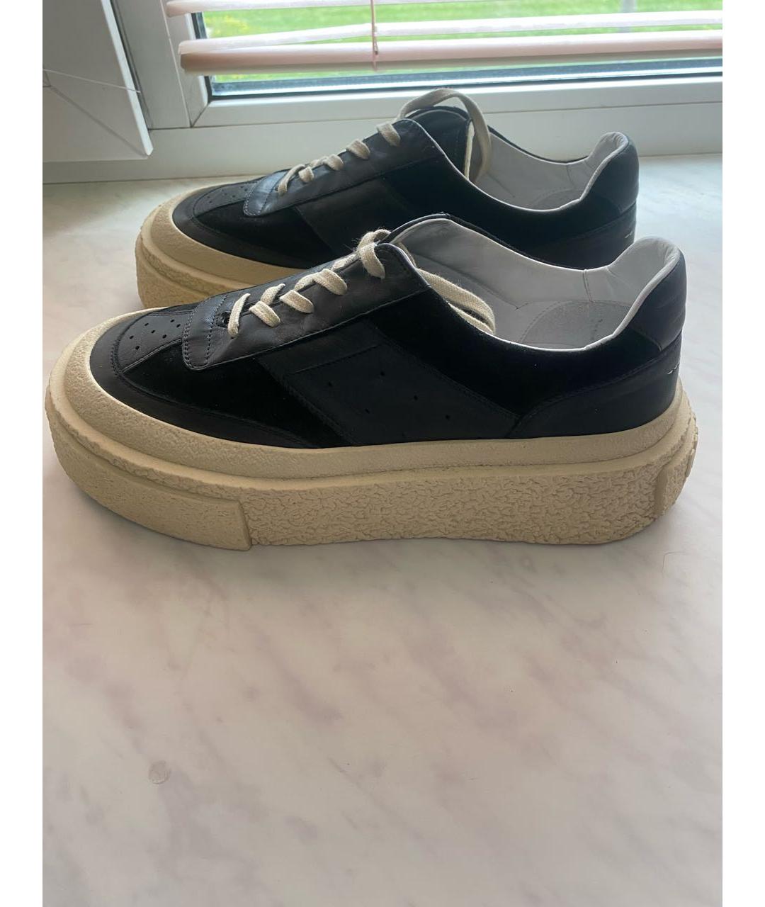 MM6 MAISON MARGIELA Черные кожаные низкие кроссовки / кеды, фото 5
