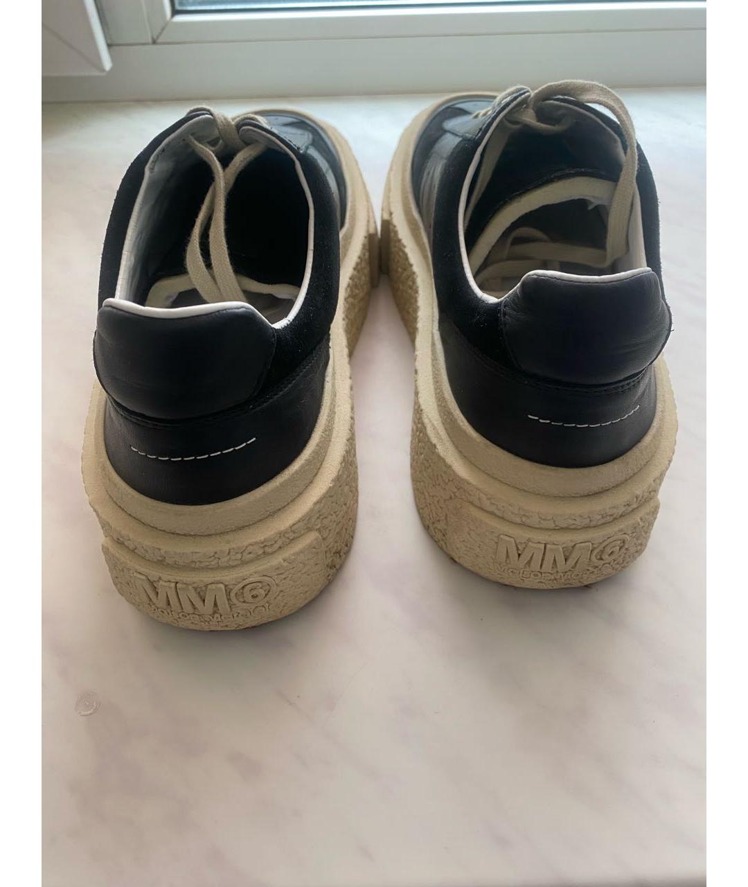 MM6 MAISON MARGIELA Черные кожаные низкие кроссовки / кеды, фото 4