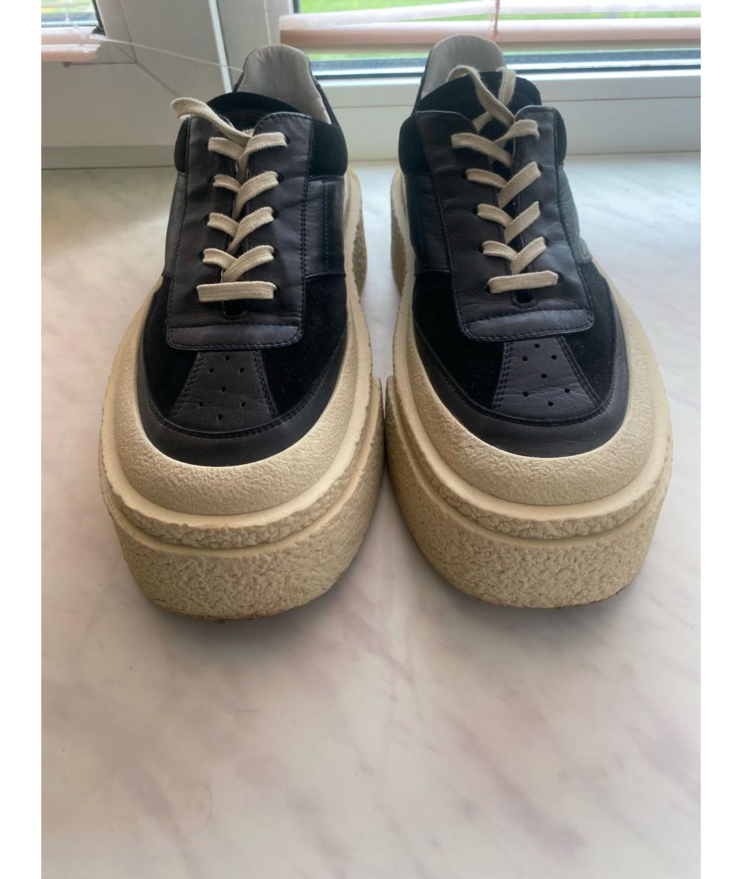 MM6 MAISON MARGIELA Черные кожаные низкие кроссовки / кеды, фото 2