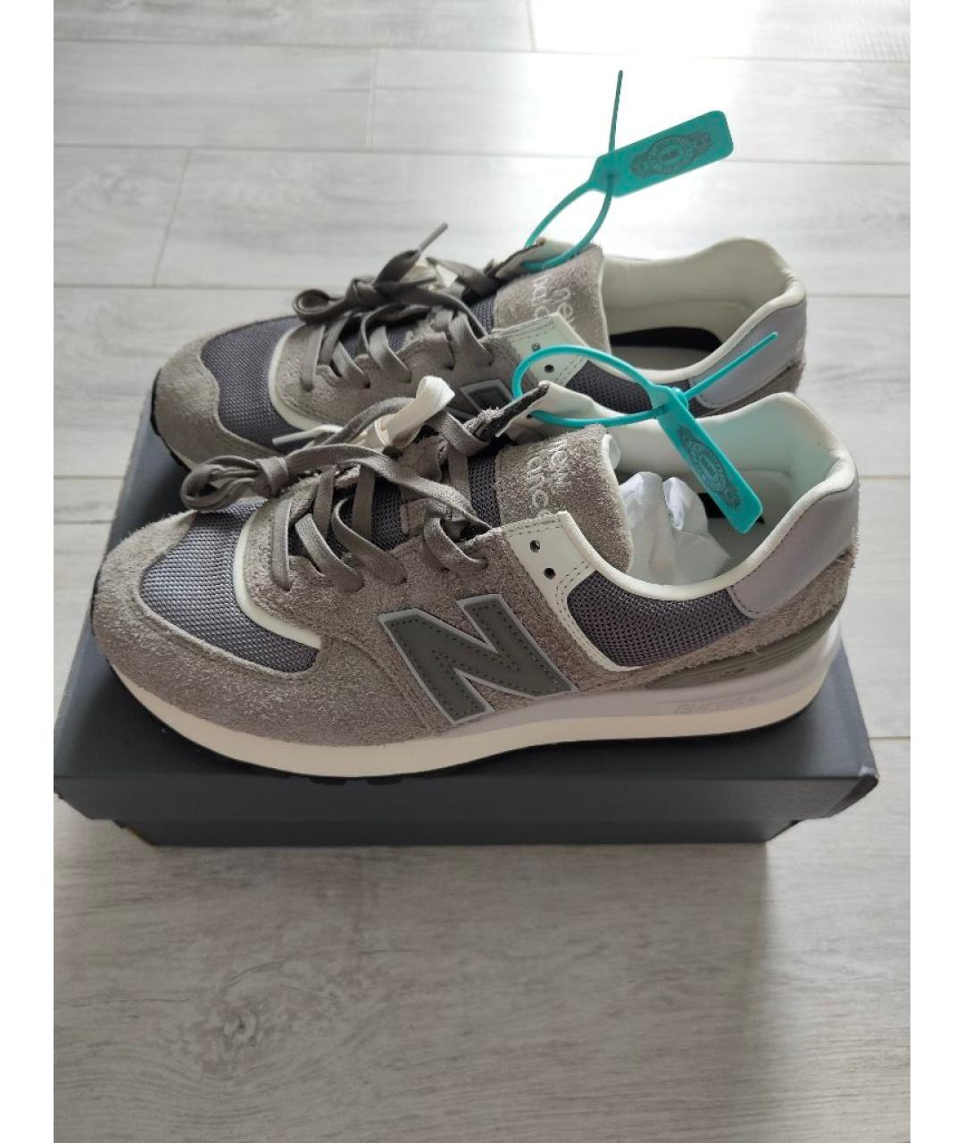 NEW BALANCE Серые замшевые низкие кроссовки / кеды, фото 2